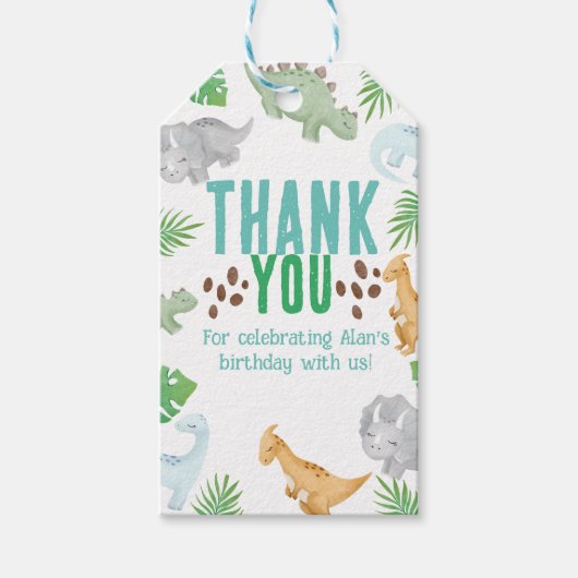 Dinosaur kind verjaardagsfeestje Gift Label Cadeaulabel (Voorkant)