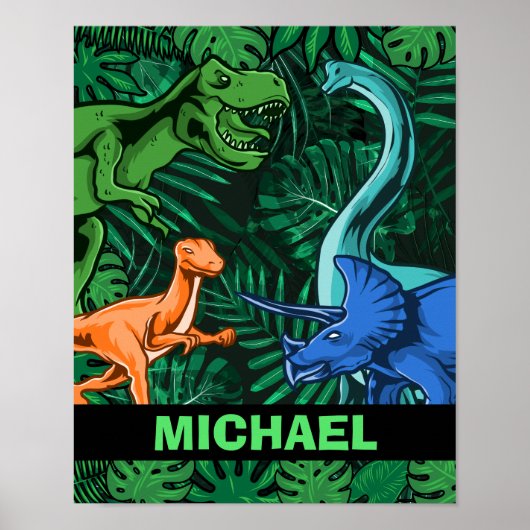 Dinosaur Kinder Dino Jurassic Trex Boy  Poster (Voorkant)