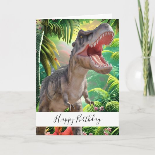 Dinosaur Kinder Jurassic Trex Birthday Kaart (Voorkant)