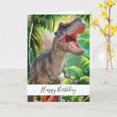 Dinosaur Kinder Jurassic Trex Birthday Kaart (Gele Bloem)