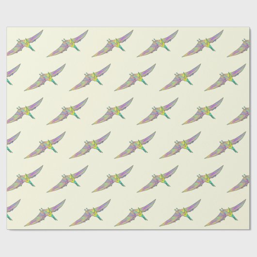 Dinosaur kleurig pterodactylpatroon cadeaupapier (Vlak)