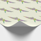 Dinosaur kleurig pterodactylpatroon cadeaupapier (Hoek)