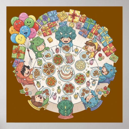 Dinosaur Kostuum Kinderfeest Poster (Voorkant)