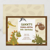 Dinosaur Land Birthday Invitation Kaart (Voorkant / Achterkant)