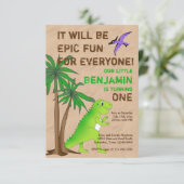 Dinosaur Land Cute Dino Party Invitation (Debout devant)