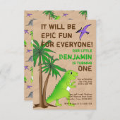 Dinosaur Land Cute Dino Party Invitation (Devant / Derrière)