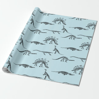 Dinosaur lichtblauw patroon cadeaupapier
