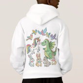Dinosaur Licorne Amis Enfant Sweat à Capuche (Dos)