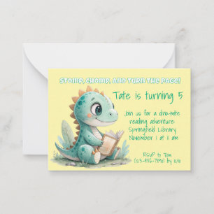 Dinosaur Lire un livre Anniversaire Invitation