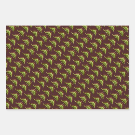 Dinosaur Love Wrapping Paper Flat Sheet Set van 3 (Voorkant 3)