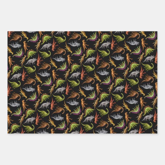 Dinosaur Love Wrapping Paper Flat Sheet Set van 3 (Voorkant)