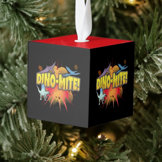 Dinosaur Lover Dynamite Dino-mite Pun Kubus Ornament (Boom)
