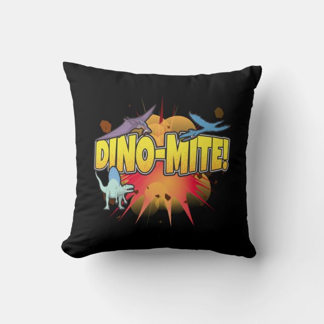 Dinosaur Lover Dynamite Dino-mite Pun Kussen (Voorkant)