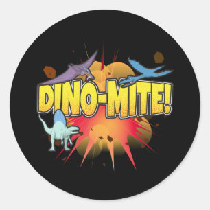 Dinosaur Lover Dynamite Dino-mite Pun Ronde Sticker