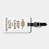 Dinosaur Lover Gift Keep Calm Triceratops Custom Bagagelabel (Voorkant horizontaal)