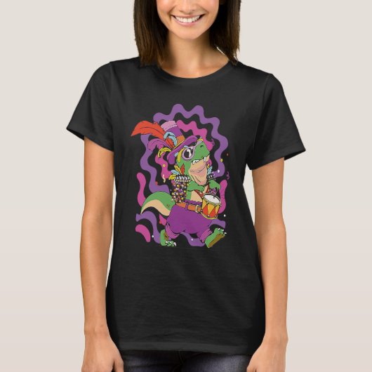 Dinosaur Mardi Gras Party Parade Shenanigans Carni T-shirt (Voorkant)