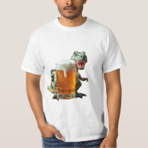 dinosaur men's-shirt defending his beer