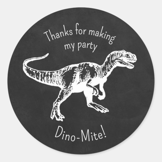 Dinosaur Merci Party Favoriser Chalkboard Stickers (Devant)