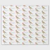 Dinosaur Merry Christmas Gepersonaliseerde meisjes Cadeaupapier (Vlak)