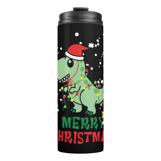 Dinosaur Merry Kerstmis Thermosbeker (Voorkant)