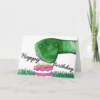 Dinosaur met cake-verjaardagskaart kaart