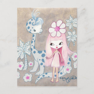 Dinosaur met Cavegirl Briefkaart