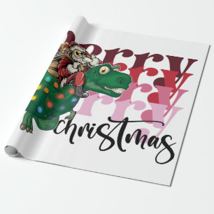 Dinosaur met kerstmis cadeaupapier