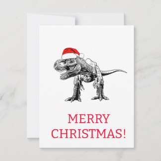 DINOSAUR MET SANTA HAT CHRISTMAS CARD KAART