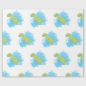 Dinosaur met Waterverf Background Design Cadeaupapier (Vlak)