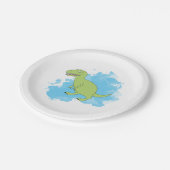 Dinosaur met Waterverf Background Design Papieren Bordje (Gekanteld)