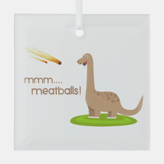 Dinosaur Meteor Meatballen Glas Ornament (Voorkant)
