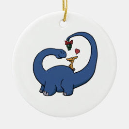 Dinosaur Mistletoe Keramisch Ornament