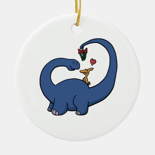 Dinosaur Mistletoe Keramisch Ornament (Voorkant)