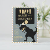 Dinosaur Modern Three Rex Birthday Invite Kaart (Staand voorkant)