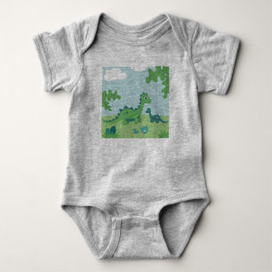 Dinosaur moeder en baby jongen in de natuur romper