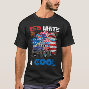 Dinosaur Monster Truck 4 juli Red White & Coo T-shirt