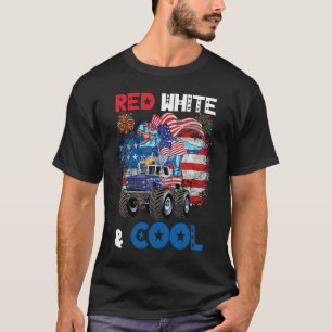 Dinosaur Monster Truck 4 juli Red White & Coo T-shirt