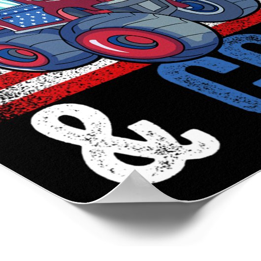 Dinosaur Monster Truck Dino 4 juli jongens Ameri Poster (Hoek)