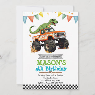 Dinosaur monster truck Uitnodiging