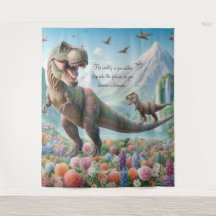 Dinosaur Mountain Flowers gepersonaliseerd wandtap