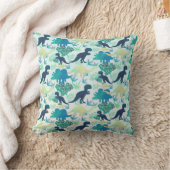 Dinosaur Navy Blue Green Blauwgroen Sierkussen (Deken)