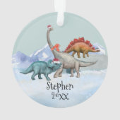 Dinosaur Noël Jurassique Aquarelle Nom (dos)