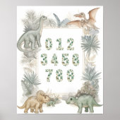 Dinosaur Numbers Nursery Watercolor Poster (Devant)
