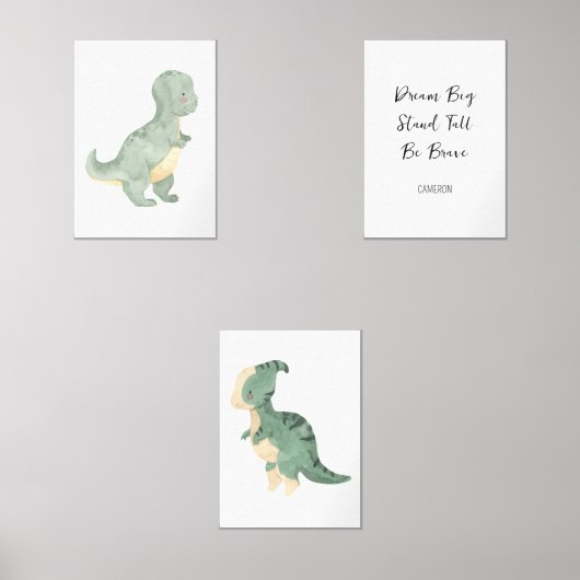 Dinosaur Nursery Art, Texte personnalisé Nom des e (Recto)