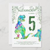 Dinosaur oerwoud 5e verjaardag van de uitnodiging  (Voorkant)