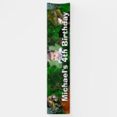 Dinosaur oerwoud T-rex jongens fotofeestje Spandoek (Verticaal)