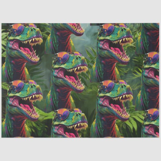 Dinosaur Oerwoud T Rex Jurassic Cool Tissuepapier (Voorkant)