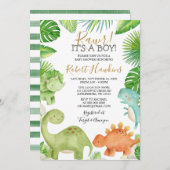 Dinosaur Oh Boy Baby shower Invitation (Devant / Derrière)