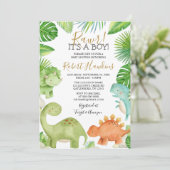 Dinosaur Oh Boy Baby shower Kaart (Staand voorkant)