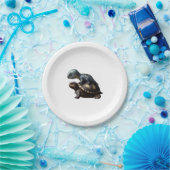 dinosaur on turtle Copy Papieren Bordje (Feest)